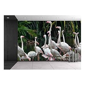 Flamingos - Removable Wall Mural | Self-Adhesive Large Wallpaper - 66x96 inches