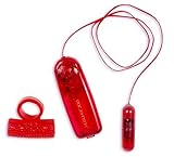 Doc Johnson Cuddles Vibrating Penis Ring and Clit Bumper, Red