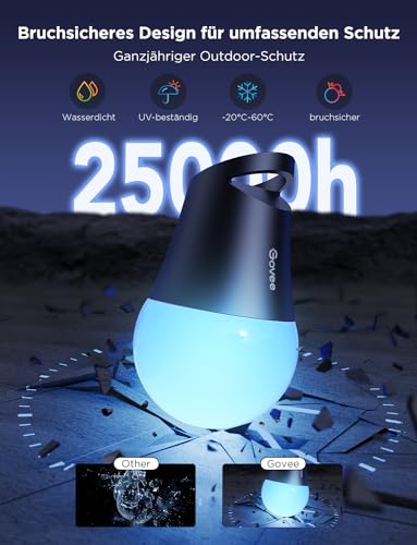 Govee Outdoor LED Lichterkette Außen 2, 15M Dimmbare RGBICW Lichterkette mit 16 Millionen Farben und 47 Szenenmodi, 100lm pro LED Lebensdauer 25000h, IP65 Wasserdicht, Funktioniert mit Google Home