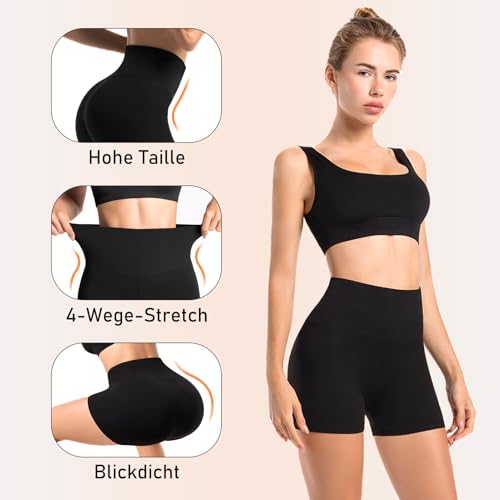 Leafigure 2 Pack Cycling Shorts for Women High Waist Opaque Shorts Summer Shorts Leggings for Gym Fitness Yoga