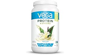 New Vega Protein & Greens, Plant Protein Shake, Vanilla, 25 Servings, 26.8 ounce tub