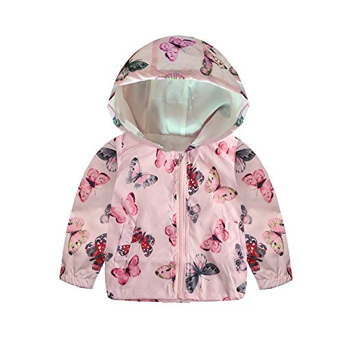 Sunbona Clearance Sale Toddler Baby Boys Girls Autumn Windbreaker Outerwear Jacket Long Sleeve Print Hoodie Coat (3T(2~3years), Pink)