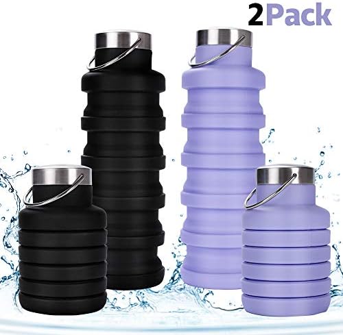 Rosoz Collapsible Water Bottle BPA Free,FDA Approved Food-Grade Foldable Water Bottle,Portable Leak Proof Silicone Sports Travel Water Bottle
