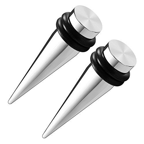 BIG GAUGES Pair 316L Surgical Steel 00 g 10 mm Taper Expander Ear Plugs O-Rings Piercing Jewelry Earring Piercing Stretching BG0843