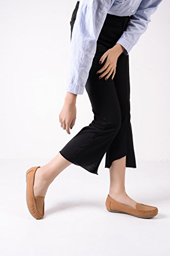 Mlia Lady Womens Casual Slip On Loafer Moccasins Flats Driving & Walking Shoes Zenobia Camel 10