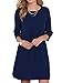 Clothink Women Fashion Back Keyhole 3/4 Sleeve Shift Dress,blue, L