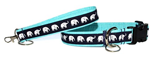 Elephants Keychain - Key Fob Wristlet - Navy - Aqua - Purse or Wallet Strap - Safari - Africa - Zoo - Thumbnail 2