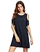 Milumia Women's Summer Cold Shoulder Ruffle Sleeves Shift Dress Navy L