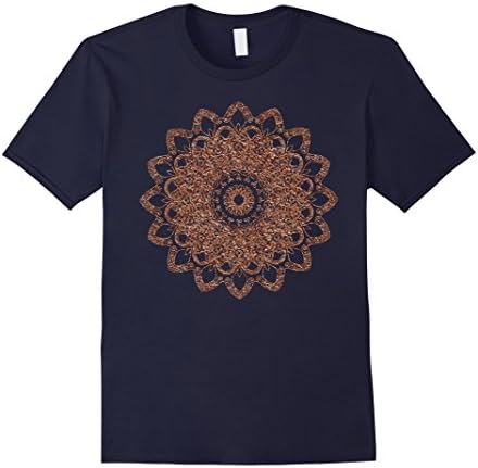 Mens Mandala Tee Shirt - Zen Copper Mandala Shirt for Women XL Navy