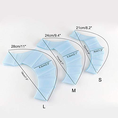 Bonlting Blue 1 Pair Swimming Fins Flippers HydraHand Frog Swim Gloves Silicone Hand Paddles Swim Palm Finger - Kids Men Women Training - L Size