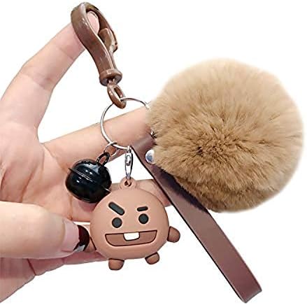 Swinne EU BTS Key Chain, Kpop Bangtan Boys Cute Cartoon Plush Keychain Doll Pendant Fluffy Bag Hanging Pendant for Boys and Girls