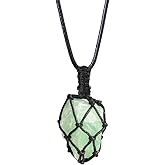LERSUSI Handmade Natural Gemstone Crystal Pendant Necklace Stone Holder Necklace Cord Net Necklace with Adjustable Length for Women Men