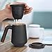 CoBak Tea Infuser Mug with Lid - 12oz Loose Leaf Tea Cup with Infuser, Heat-Resistant Black Walnut Handle, Fresh Hot or Cold Blends, Cute and Portable Home, Office Use, Ultra-Fine Steeper, Flat Black