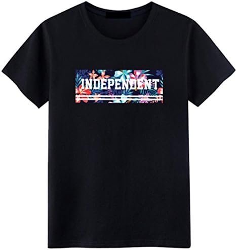T-shirt Pure Cotton Round Collar Printed T-shirt (3XL, Black)