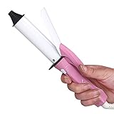 VAV Mini Travel Hair Curling Iron Ceramic-coated Barrel PTC Fast heater LED Working Indicator Diameter 22mm(Pink &White)
