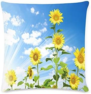 Summer Beautiful Yellow Sunflower Rectangle Sofa Home Decorative Throw Pillow Case Cushion Cover Cotton Polyester Twin Side Printing 16 x 16 inches