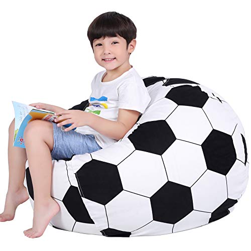 Lukeight-Stuffed-Animal-Storage-Bean-Bag-Chair-for-Kids-Zipper-Storage-Bean-Bag-for-Organizing-Stuffed-Animals-Soccer-Bean-Bag-Chair-Cover-No-Beans-Large