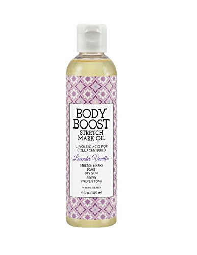 Body Boost Lavender Vanilla Stretch Mark Oil 8oz, Pregnancy and Nursing Safe Skin Care