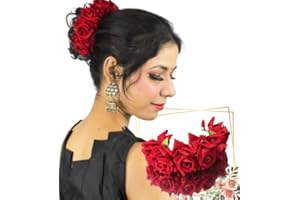 LYF5STAR Artificial Red Rose Veni Gajra | Handmade Hair Accessories for Stylish Wedding Bride, Women & Girls| Beautiful Hair 