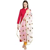 Dupatta Bazaar Indian Phulkari Embroidered Chiffon Dupatta Stole for Women/ Designer Ethnic Lace Border Scarf Shawl/Chunni,White