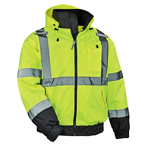 Ergodyne GloWear 8379 High Visibility Reflective Winter Bomber Jacket, Zip Out…