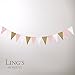 Ling's moment Paper Pennant Banner Triangle Flags Garland for Wedding, Baby Shower, Cake Smash, Photo Props, Event & Party Supplies, 15pcs Flags(Pink+Pearl White+Gold Glitter)