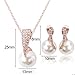 KAVANI Rose Gold Plated Elegant Pearl Pendant Necklace Earrings Set Jewelry Set for Women