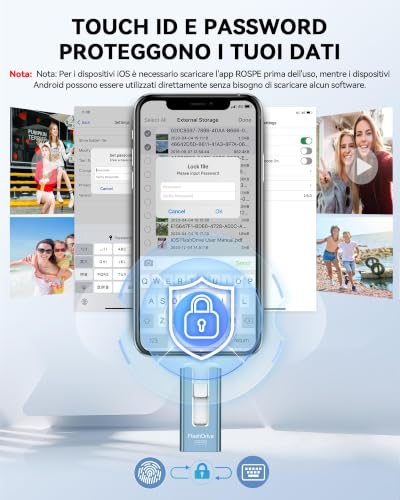256GB USB Flash Drive for iPhone MFi Certified Lightning Type A Type-C Micro USB Flash Drive Compatible with iPhone, iPad, Android and PC, USB 3.0 Fast Expanding Photos, Documents and Videos, Blue | MFi, Lightning, Type A, Type-C and Micro USB certified, Compatible with iPhone, iPad, Android and PC, Fast USB 3.0