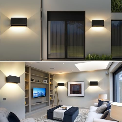 FUPE 25W LED Outdoor / Indoor Wall Light IP65 Waterproof Modern Aluminium Black 3000 K Warm White Outdoor Wall Light Adjustable Light Angle