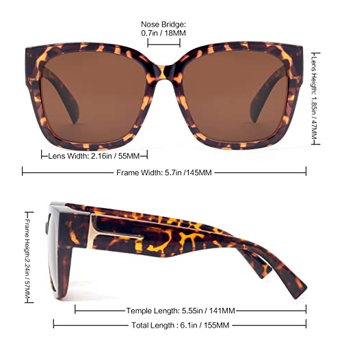 Face Shadow Polarized Sunglasses Fit Over Glasses, Trendy Square Sunglasses Over Glasses for Driving UV Protection Lightweight