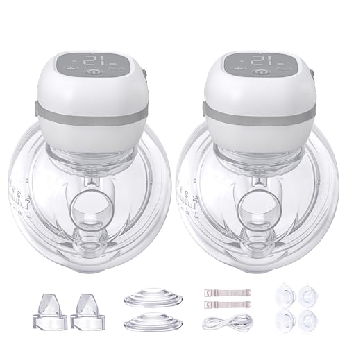 Haokoo Tire-Lait Électrique Mains Libres – Portable et Anti-Fuite, Aspiration Douce, 3 Modes, 12 Intensités, Silencieux, Sans BPA, Brides 21/24 mm, 2 Unités