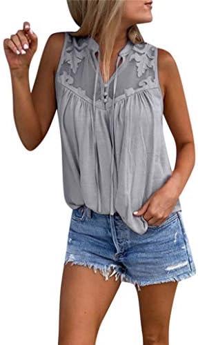 Women’s Casual Blouse V Neck Shirt Tops Sleeveless Chiffon Tank Tops Loose Blouse T Shirt Memela Clothes (Gray, 2XL)
