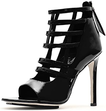 Tania Spinelli Black Patent Leather Cage Front Sandal