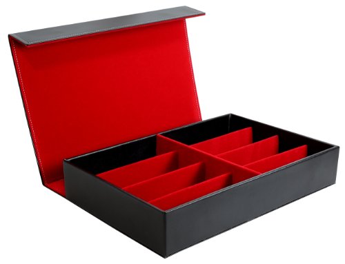 Black Faux Leather Storage Box Holds 8 Regular Size Glasses or Watches