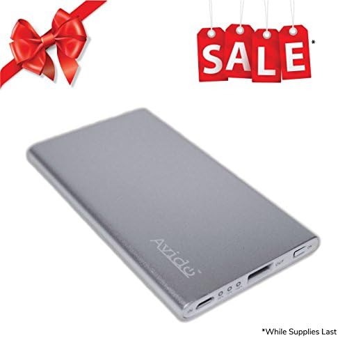 Avido World's Thinnest 4000mAh 2.1Amp Output Portable Ultra-Slim Power Bank Charger/External USB Battery Power Pack for Samsung Phones and All USB-Charged Devices [Retail Packaging] - Silver