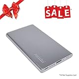 Avido World's Thinnest 4000mAh 2.1Amp Output Portable Ultra-Slim Power Bank Charger / External USB Battery Power Pack for all USB-charged devices [Retail Packaging] - Silver