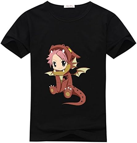 fairy tail natsu girl's Crew Neck Tee shirt Black L(12-14Y,Chest:88cm)