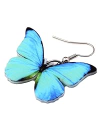 bonsny colgantes Big Morpho Menelaus arete de mariposa moda insectos joyas para mujeres niñas