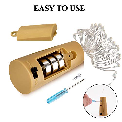 Adecorty Wine Bottle Lights with Cork - Silver Wire Cork Lights for Bottle 12 Pack 6.5ft 20 LED Bottle Lights Battery Powered Christmas String Lights for Party Halloween Wedding Christmas (Cool White)