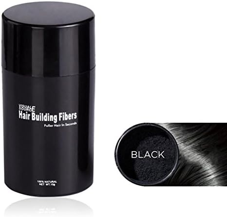 Salon Beauty Makeup Puff 15g Hair Fiber Keratin Hair Building Styling Powder Hair Loss Concealer Blender (Black)