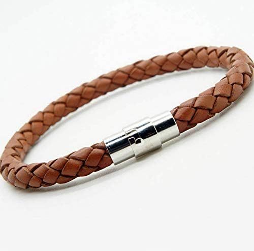 Hemau Women Men Braided Leather Stainless Steel Cuff Surfer Bangle Bracelet Wristband | Model BRCLT - 18826 |