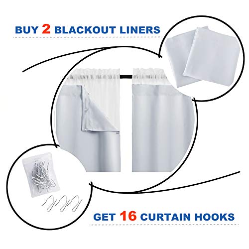 NICETOWN White Curtain Liner Panels - Black Out Drapes Liners for 63 inch Curtains, Thermal Insulated Curtains Liner for Windows (Set of 2 Panels, Each is 27" x 60", Greyish White)