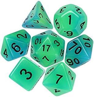 Sikye 7pcs/1 Set Dice Luminous Polyhedral Dice for TRPG Game Dungeons & Dragons Table Games D4-D20 Glow in The Dark (A)