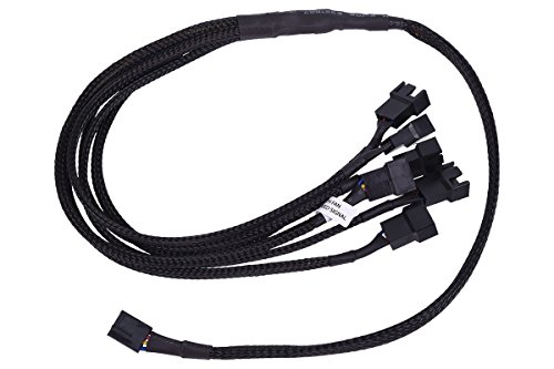 Phobya Y-cable, 4-Pin (PWM) to 6x 4-Pin (PWM), 60cm, Sleeved, Black