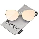 zeroUV - Oversize Slim Metal Frame Colored Mirror Flat Lens Cat Eye Sunglasses 58mm