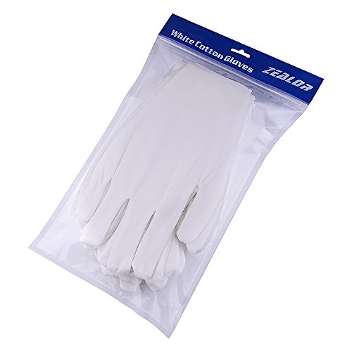 Zealor 16 Pairs White Cotton Gloves for Cosmetic Moisturizing Coin