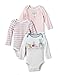 Lamaze Organic Baby Baby Girls' Long Sleeve Cotton Bodysuit, Snap Closure, 6 Months Red (LA3204072I17)