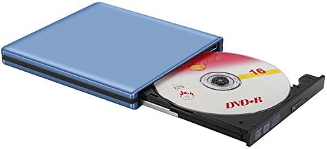 Guamar External DVD Drive USB3.0 Portable External CD Drive External CD DVD Drive DVD CD+/-RW Writer/Rewriter/Player for MacBook Pro/Air/Desktop/laptop(Blue)