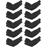 10 Pairs Cooling Sun Sleeves UV Protection Arm Sleeves Arm Cover Sleeve for Men Women (Black, Knitted Ice Silk)