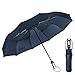 HH HOFNEN Windproof Travel Umbrella Auto Open Close Folding Umbrella 10 Fiberglass Ribs Unbreakable (Navy)